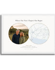 Personalised location map & photo print, Meridian, in a white frame, A4 landscape