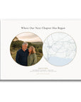 Personalised location map & photo print, Meridian, in a white frame, A2 landscape