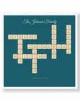 Personalised crossword print in a white frame, 10 inch square