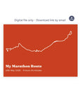 Personalised route trace print, digital download, landscape