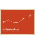 Personalised route trace print, in an oak coloured frame, A4 landscape