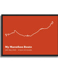 Personalised route trace print, in a black frame, A3 landscape