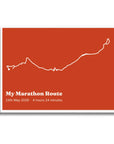 Personalised route trace print, in a white frame, A2 landscape