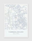 Personalised map print, in a white frame, A3 portrait