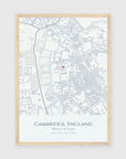 Personalised map print, in an oak coloured frame, A3 portrait