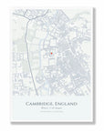 Personalised map print, in a white frame, A2 portrait