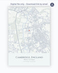 Personalised map print, digital download, portrait