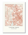 Personalised map print, in a white frame, A2 portrait