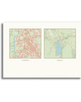 Personalised multi-location map print, unframed, A3 landscape