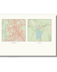 Personalised multi-location map print, unframed, A2 landscape