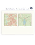 Personalised multi-location map print, digital download, landscape