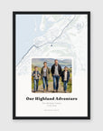 Personalised map & photo print, Waypoint, in a black frame, A3 portrait