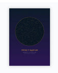 Personalised star map print, Aurum, unframed print, A4 portrait