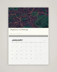 Calendar gift card for a personalised 2027 map calendar, shown with the January page