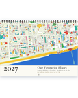 Front cover of the Personalised Map Calendar 2027 — Places, showing a colourful map of a Worthing above a cream band with the year 2027