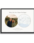 Personalised location map & photo print, Meridian, in a black frame, A3 landscape