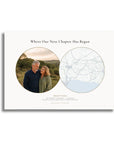 Personalised location map & photo print, Meridian, unframed, A3 landscape