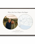 Personalised location map & photo print, Meridian, in a black frame, A2 landscape