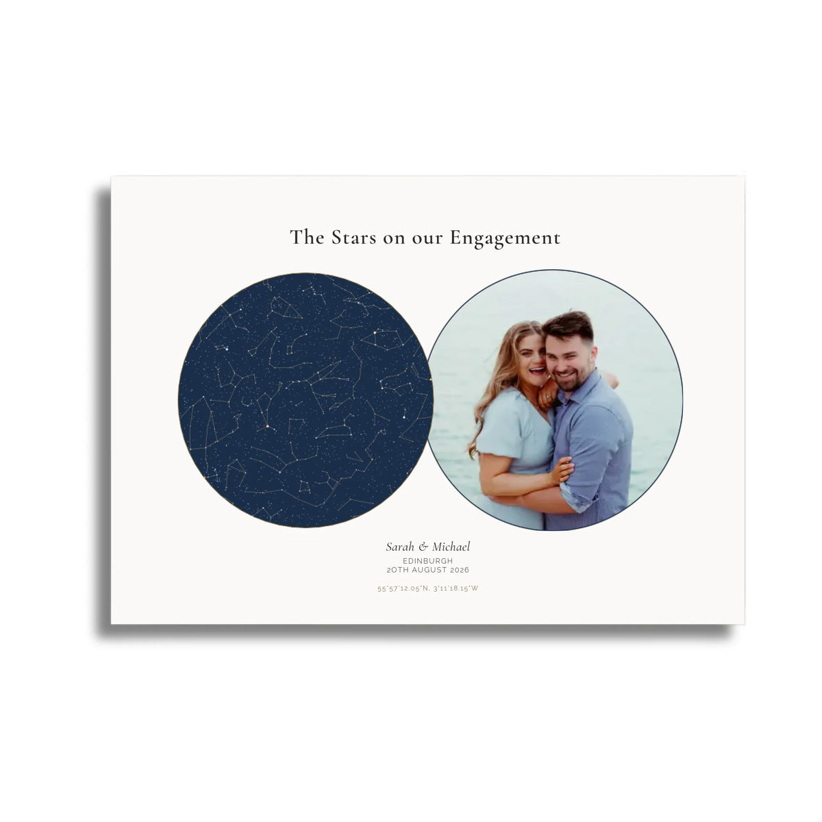 Personalised star map &amp; photo print, Lodestar, unframed, A3 landscape