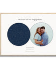 Personalised star map & photo print, Lodestar, in an oak coloured frame, A2 landscape