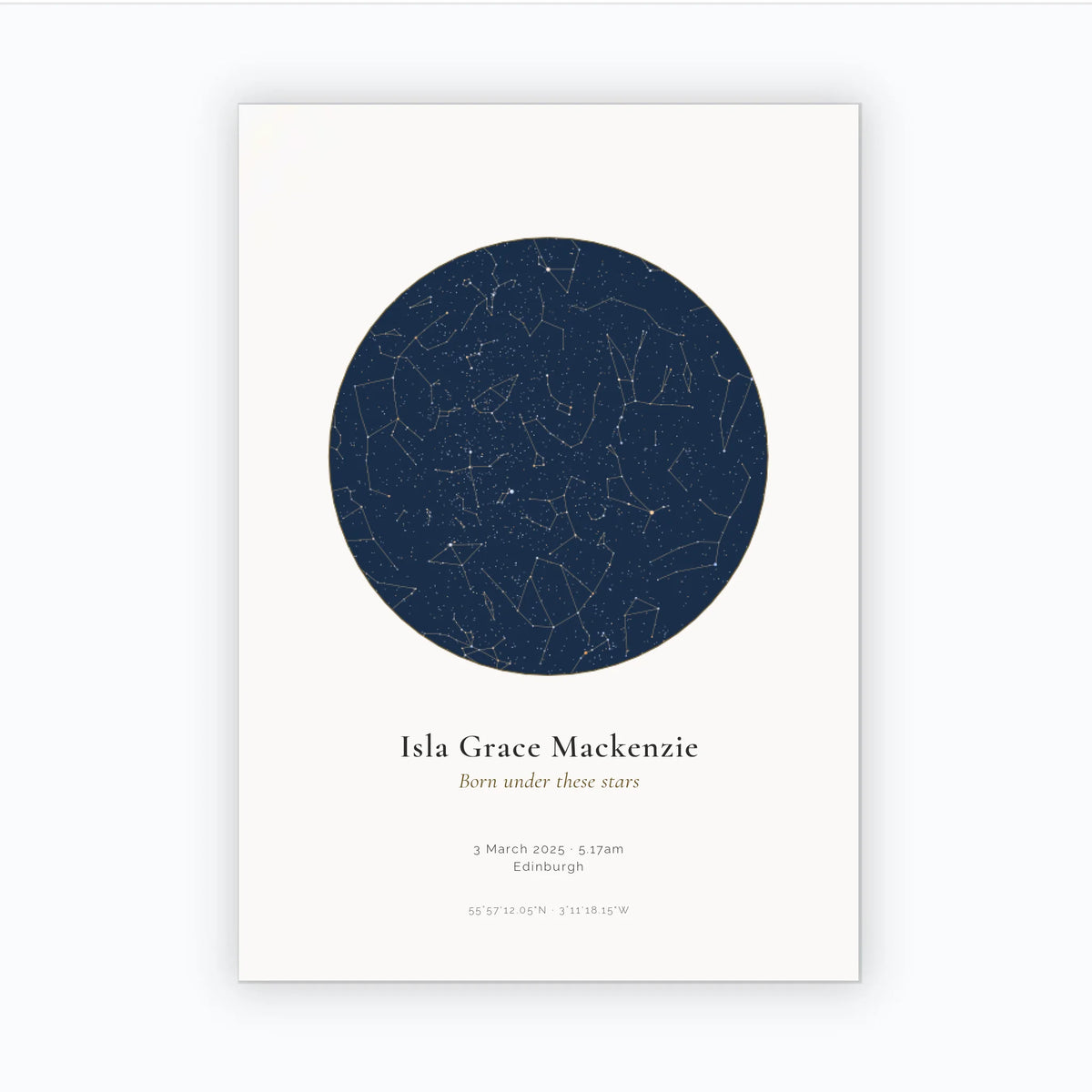Personalised star map print, Jewel, unframed, A3 portrait