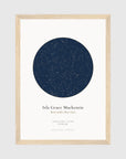 Personalised star map print, Jewel, in an oak coloured frame, A4 portrait