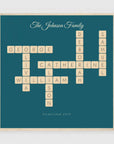 Personalised crossword print in an oak coloured frame, 24 inch square