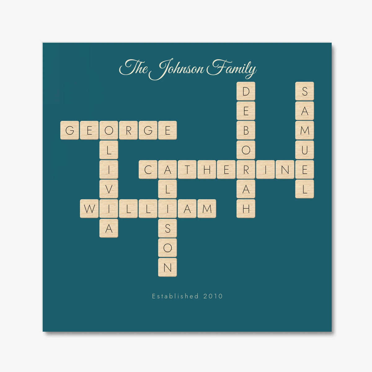 Personalised crossword print, unframed, 12 inch square