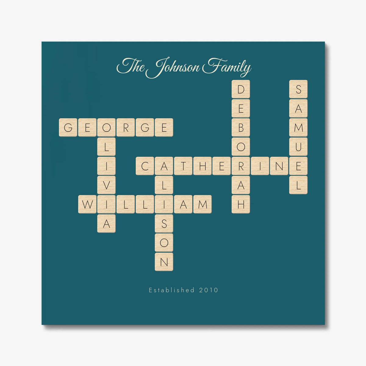 Personalised crossword print, unframed, 24 inch square