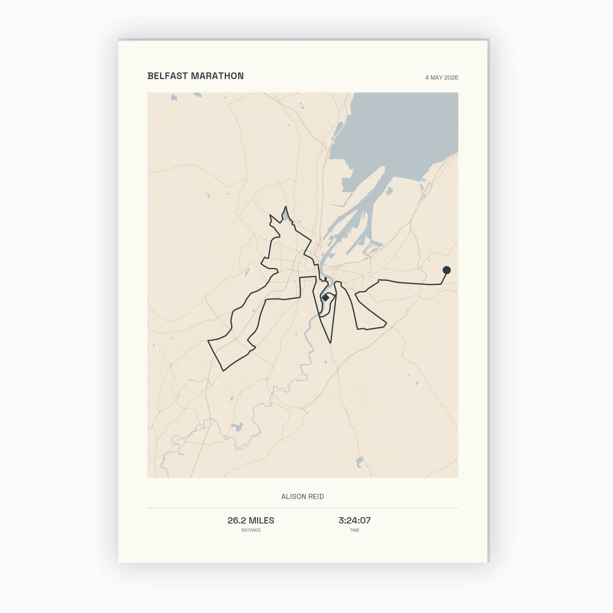 Personalised route map print, unframed, A2 portrait