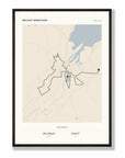 Personalised route map print in a black frame, A2 portrait