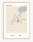 Personalised route map print in an oak coloured frame, A2 portrait