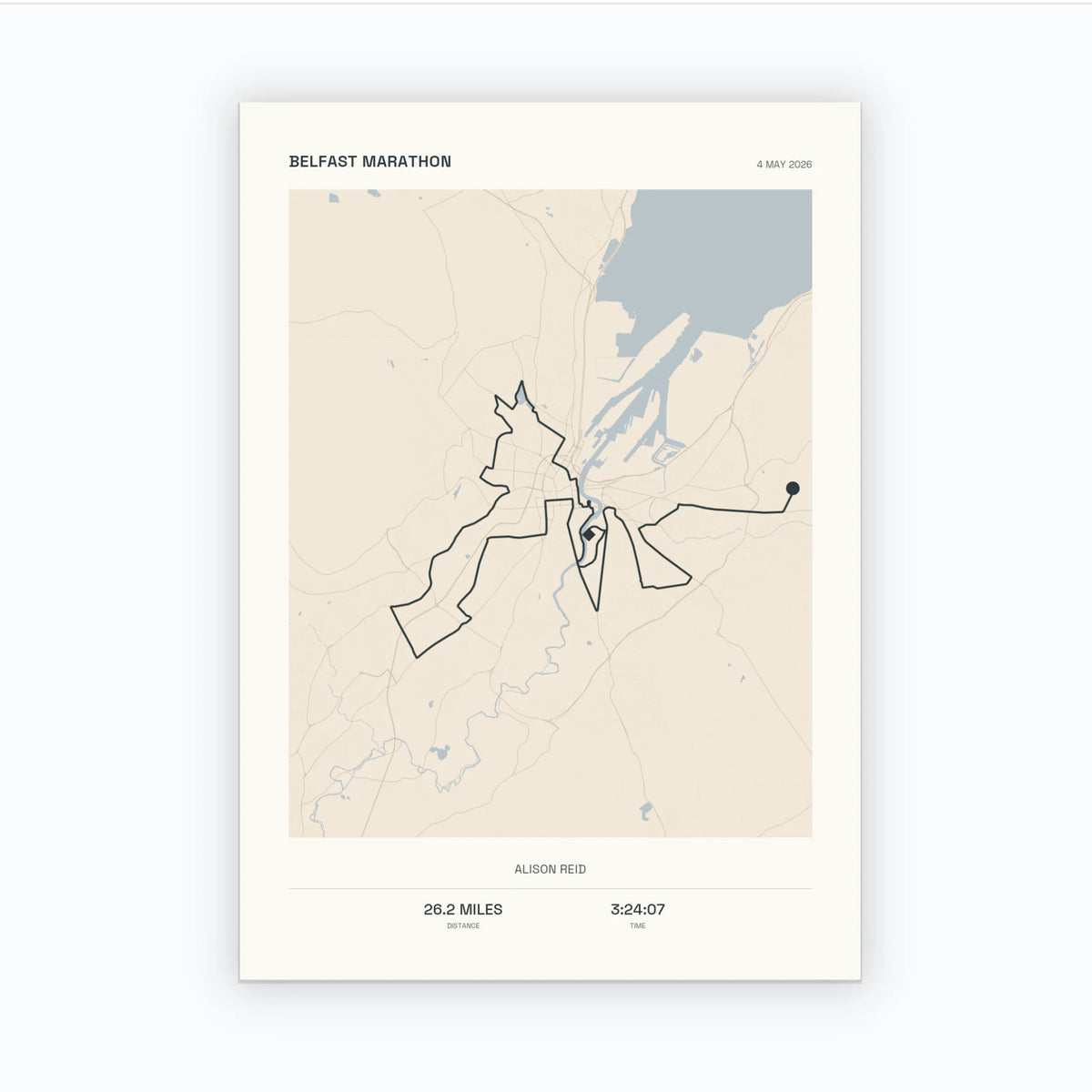 Personalised route map print, unframed, A3 portrait