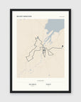 Personalised route map print in a black frame, A3 portrait