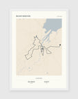 Personalised route map print in a white frame, A3 portrait