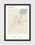 Personalised route map print in a black frame, A4 portrait