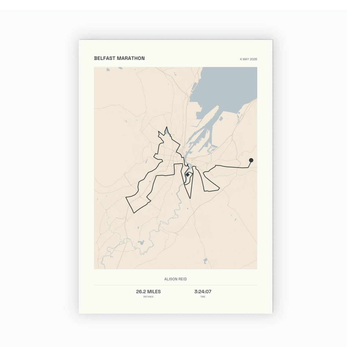 Personalised route map print, unframed, A4 portrait