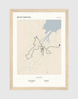 Personalised route map print in an oak coloured frame, A4 portrait