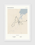 Personalised route map print in a white frame, A4 portrait