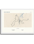 Personalised route map print in a white frame, A4 landscape