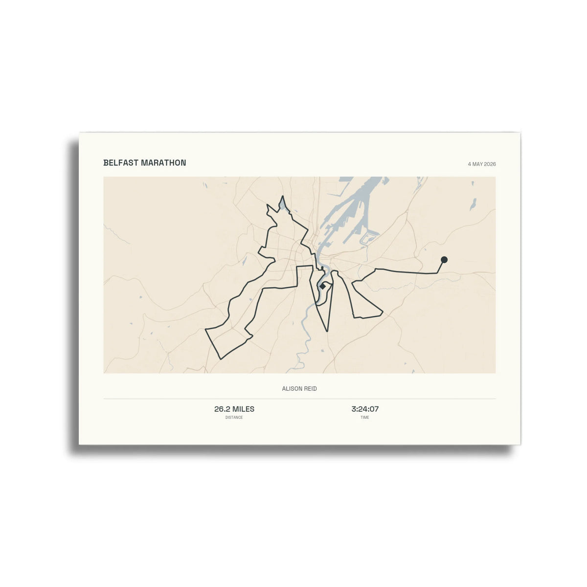 Personalised route map print, unframed, A4 landscape