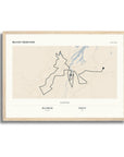 Personalised route map print in an oak coloured frame, A3 landscape