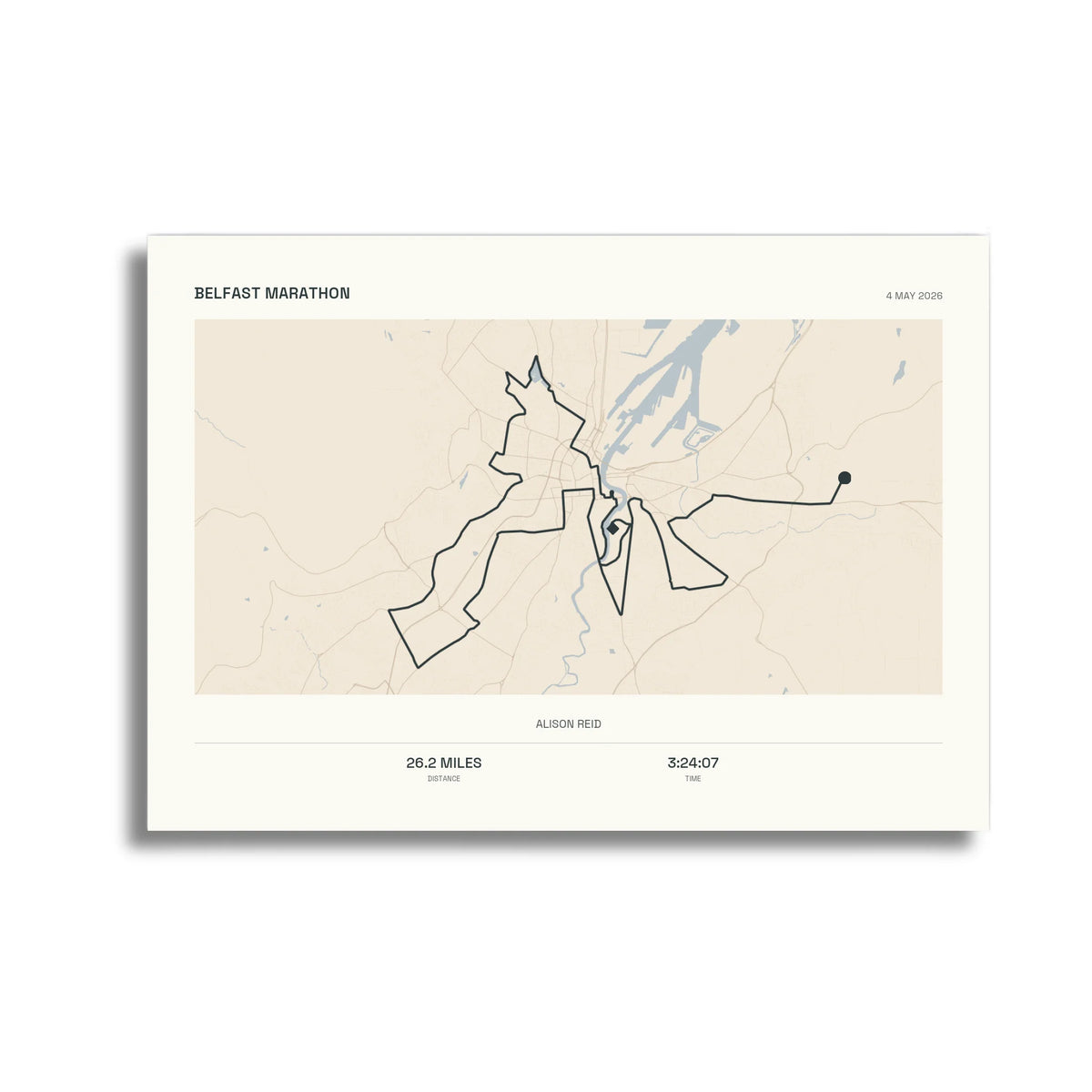 Personalised route map print, unframed, A3 landscape