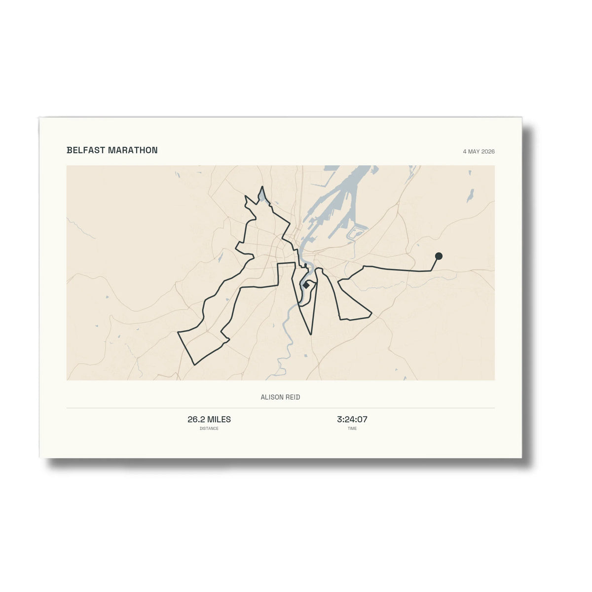 Personalised route map print, unframed, A2 landscape