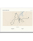 Personalised route map print in a white frame, A2 landscape