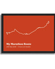 Personalised route trace print, in a black frame, A4 landscape