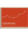 Personalised route trace print, in an oak coloured frame, A3 landscape