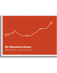 Personalised route trace print, in a white frame, A3 landscape