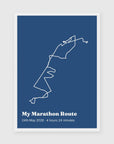 Personalised route trace print, in a white frame, A3 portrait