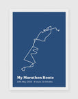 Personalised route trace print, in a white frame, A4 portrait